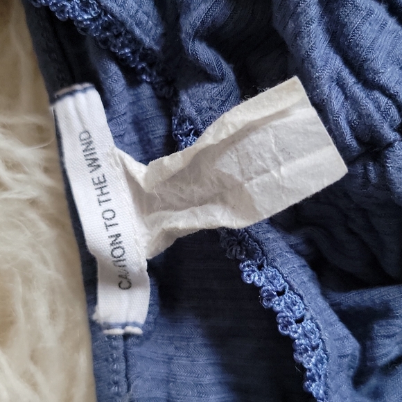 Caution to the Wind Ruched Drawstring Front Spaghetti Strap Ribbed Camisole Blue - Picture 4 of 6